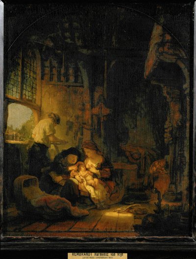 Święta Rodzina, znana również jako "Dom Cieśli" ... autorstwa Rembrandt Harmensz. van Rijn