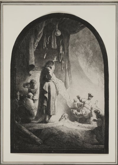 Wskrzeszenie Łazarza: Większa Płyta, ok. 1632 (akwaforta) autorstwa Rembrandt van Rijn