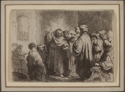 Pieniądze w hołdzie, c.1635 (akwaforta) autorstwa Rembrandt van Rijn