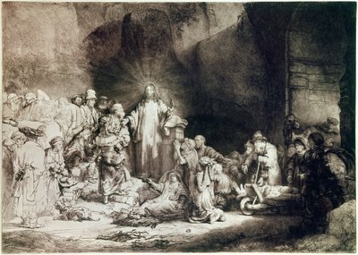 Dzieło ze stu guldenami lub Jezusem wojownikiem chorym Grawerowanie dłutem Harmenszoon van Rijn dit Rembrandt (1606-1669) ok. 1649 r. Słońce. 0,28x0,39 m Paryż, musee du Louvre autorstwa Rembrandt van Rijn