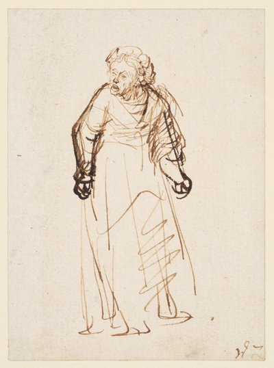 Zbesztanie kobiety (pióro i atrament na papierze) autorstwa Rembrandt Harmensz. van Rijn