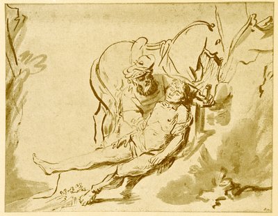 Dobry Samarytanin badający rannych autorstwa Rembrandt van Rijn