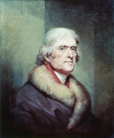 Portret Thomasa Jeffersona (1743 - 1826) autorstwa Peale Rembrandta (1778 - 1860). autorstwa Rembrandt Peale