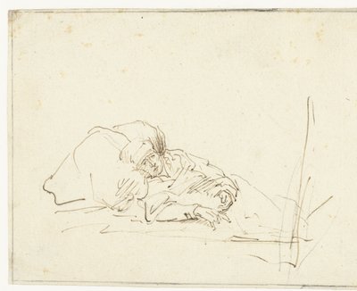 Saskia chora w łóżku autorstwa Rembrandt van Rijn (copy after)