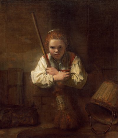Dziewczyna z miotłą, 1651 autorstwa Rembrandt van Rijn