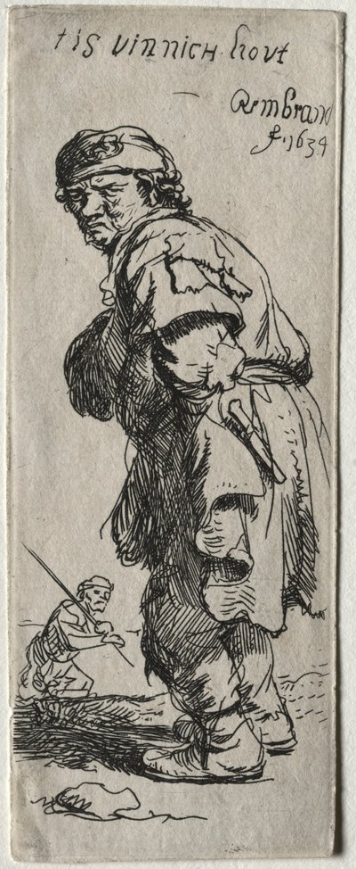 Chłop wołający: jest bardzo zimno, 1634. autorstwa Rembrandt van Rijn