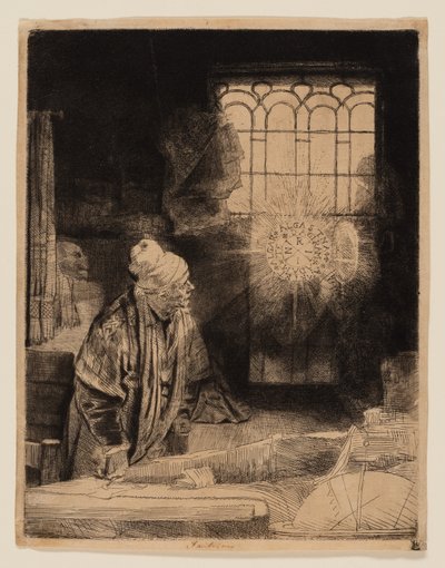Uczony w swoim gabinecie (Faust) autorstwa Rembrandt van Rijn