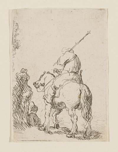 Żołnierz w turbanie na koniu autorstwa Rembrandt van Rijn