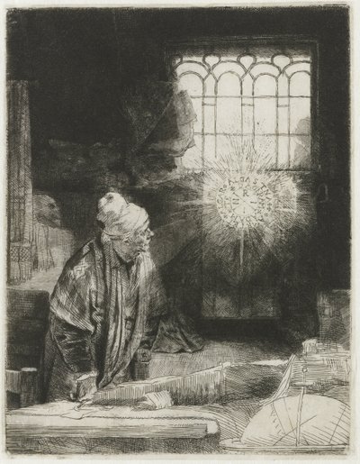 Uczony w swoim gabinecie autorstwa Rembrandt van Rijn