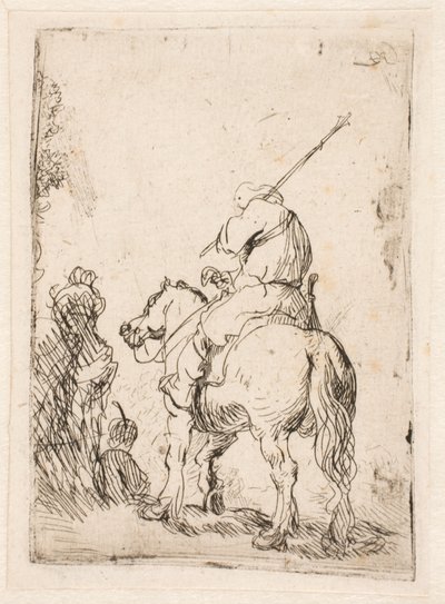 Żołnierz w turbanie na koniu autorstwa Rembrandt van Rijn