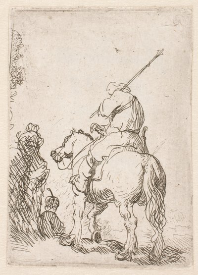 Żołnierz w turbanie na koniu autorstwa Rembrandt van Rijn