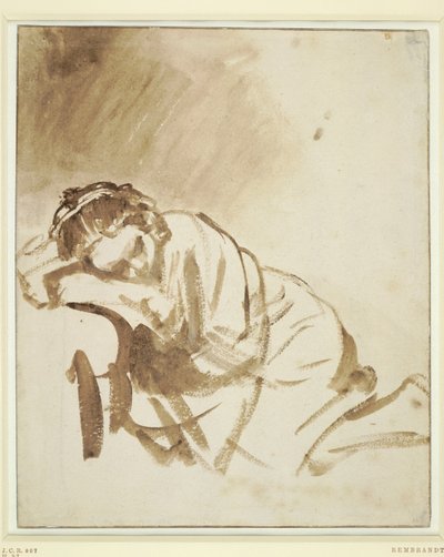 Młoda kobieta śpi Hendrickje Stoffels, ok. 1654 autorstwa Rembrandt van Rijn