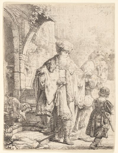 Abraham wyrzuca Hagar i Ismaela autorstwa Rembrandt van Rijn