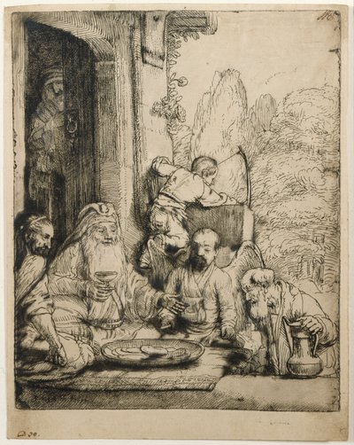 Abraham przyjmujący aniołów autorstwa Rembrandt van Rijn