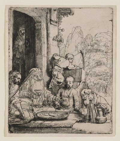 Abraham przyjmujący aniołów autorstwa Rembrandt van Rijn