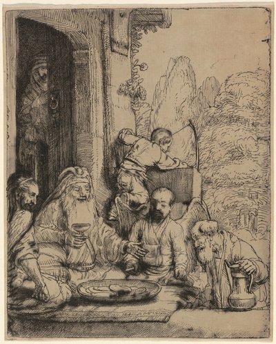Abraham przyjmujący aniołów autorstwa Rembrandt van Rijn