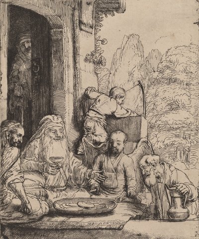 Abraham bawi aniołów, 1656. autorstwa Rembrandt van Rijn