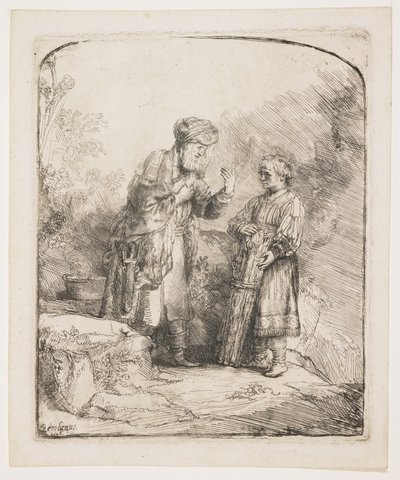 Abraham i Izaak, 1645 autorstwa Rembrandt van Rijn