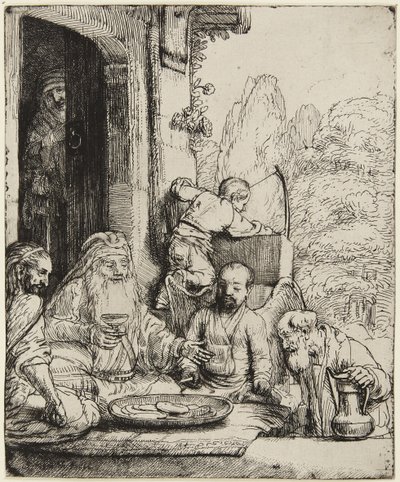 Abraham podejmujący aniołów autorstwa Rembrandt van Rijn