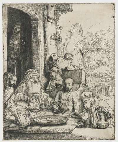 Abraham zabawiający aniołów autorstwa Rembrandt van Rijn
