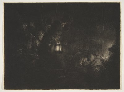Adoracja pasterzy. Nocny kawałek, ca. 1657. autorstwa Rembrandt van Rijn