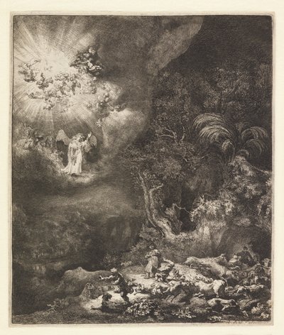 Zwiastowanie pasterzom autorstwa Rembrandt van Rijn