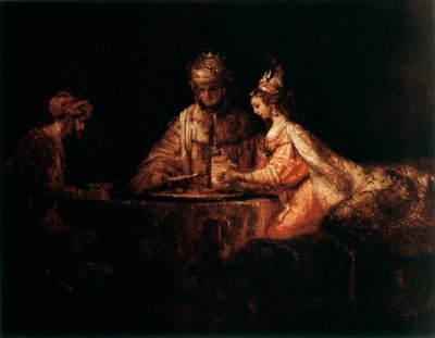 Aswerus, Haman i Estera, 1660 autorstwa Rembrandt van Rijn