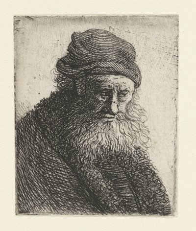 Brodaty mężczyzna z krótkimi falującymi włosami: biust autorstwa Rembrandt van Rijn
