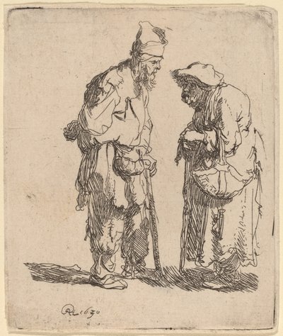 Rozmawiający żebrak i żebraczka autorstwa Rembrandt van Rijn