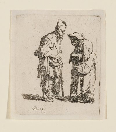 Rozmowa żebraka i żebraczki autorstwa Rembrandt van Rijn