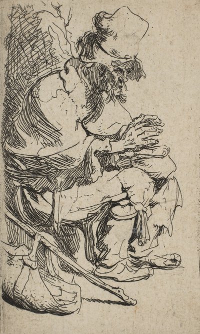 Siedzący żebrak ogrzewający ręce na parze, ok. godz. 1630 r., ok. 1630 r. 1630. autorstwa Rembrandt van Rijn