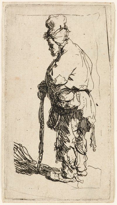 Żebrak oparty na patyku, ok. 1630 r. autorstwa Rembrandt van Rijn