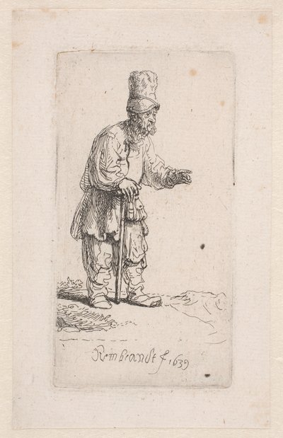 Chłop oparty na kiju autorstwa Rembrandt van Rijn