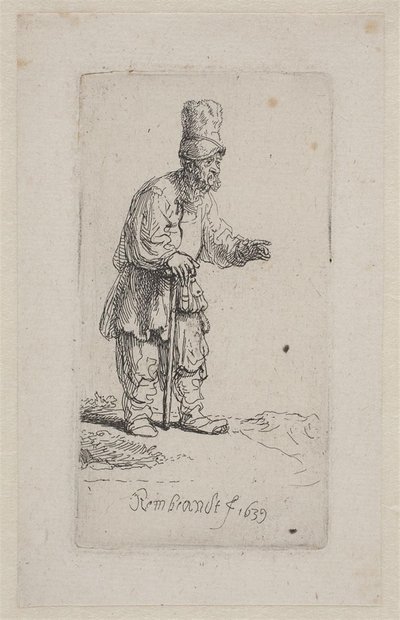 Chłop oparty na kiju autorstwa Rembrandt van Rijn