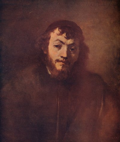 Popiersie brodatego młodzieńca z jarmułką, 1663 autorstwa Rembrandt van Rijn
