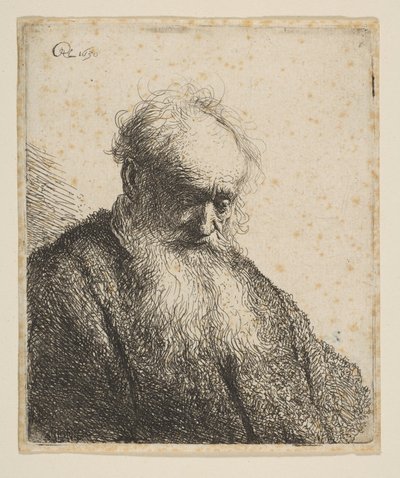 Popiersie starca z falującą brodą: głowa pochylona w trzech czwartych w prawo, 1630. autorstwa Rembrandt van Rijn