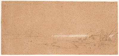 Przy młynie zbożowym „Fortuyn” (?) na Weesperzijde, Amsterdam autorstwa Rembrandt van Rijn