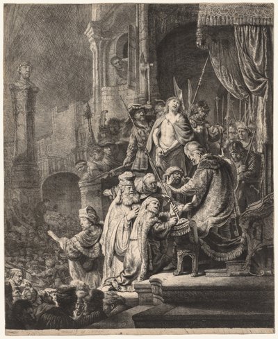 Chrystus przed Piłatem: duży talerz autorstwa Rembrandt van Rijn
