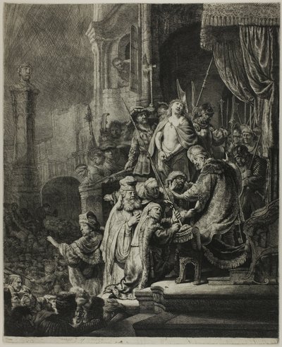 Chrystus przed Piłatem: duży talerz autorstwa Rembrandt van Rijn