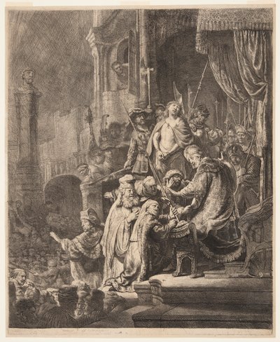 Chrystus przed Piłatem: duży talerz autorstwa Rembrandt van Rijn