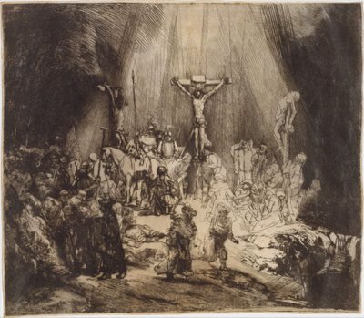Chrystus ukrzyżowany między dwoma złodziejami: trzy krzyże, 1653., 1653. autorstwa Rembrandt van Rijn