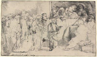 Chrystus dyskutujący z lekarzami: szkic autorstwa Rembrandt van Rijn