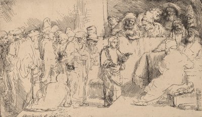 Chrystus dyskutujący z lekarzami: szkic, 1652. autorstwa Rembrandt van Rijn