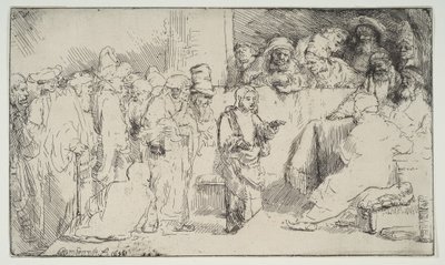 Chrystus spiera się z lekarzami, szkic, 1652. autorstwa Rembrandt van Rijn