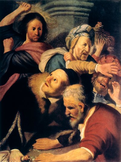 Chrystus wypędza wymieniających pieniądze ze świątyni, 1626 autorstwa Rembrandt van Rijn