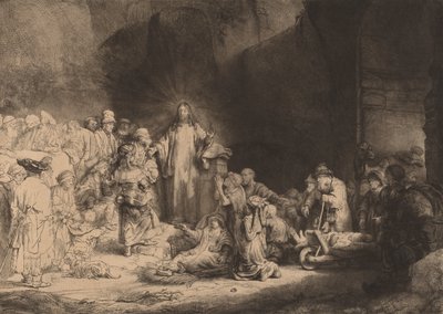Chrystus głoszący druk stu guldenów, c. 1649. autorstwa Rembrandt van Rijn