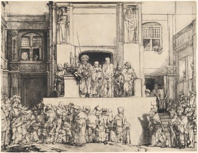 Chrystus przedstawiony ludowi: płyta podłużna autorstwa Rembrandt van Rijn