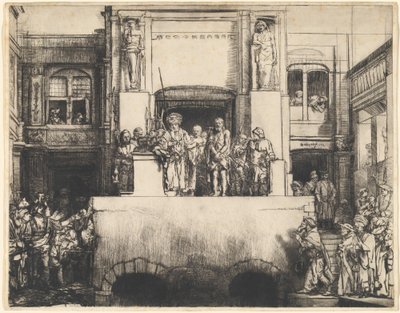 Chrystus przedstawiony ludowi: płyta podłużna autorstwa Rembrandt van Rijn