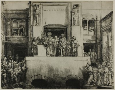 Chrystus przedstawiony ludowi: płyta podłużna autorstwa Rembrandt van Rijn