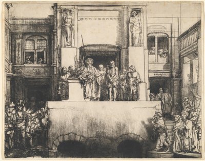 Chrystus przedstawiony ludowi: podłużny talerz autorstwa Rembrandt van Rijn